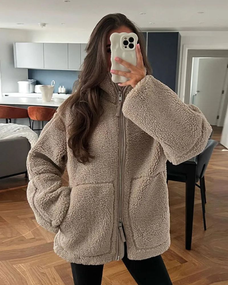 Teddyjacke Damen Warm und Kuschelig