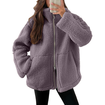 Weiche Frauenjacke Teddy Look Wolle