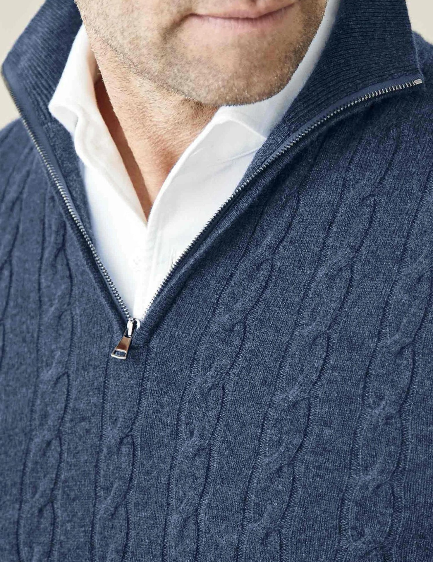 Stylischer Zopfstrick Pullover Reißverschluss - IdealeKleiden