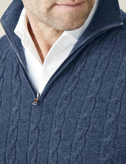Stylischer Zopfstrick Pullover Reißverschluss - IdealeKleiden
