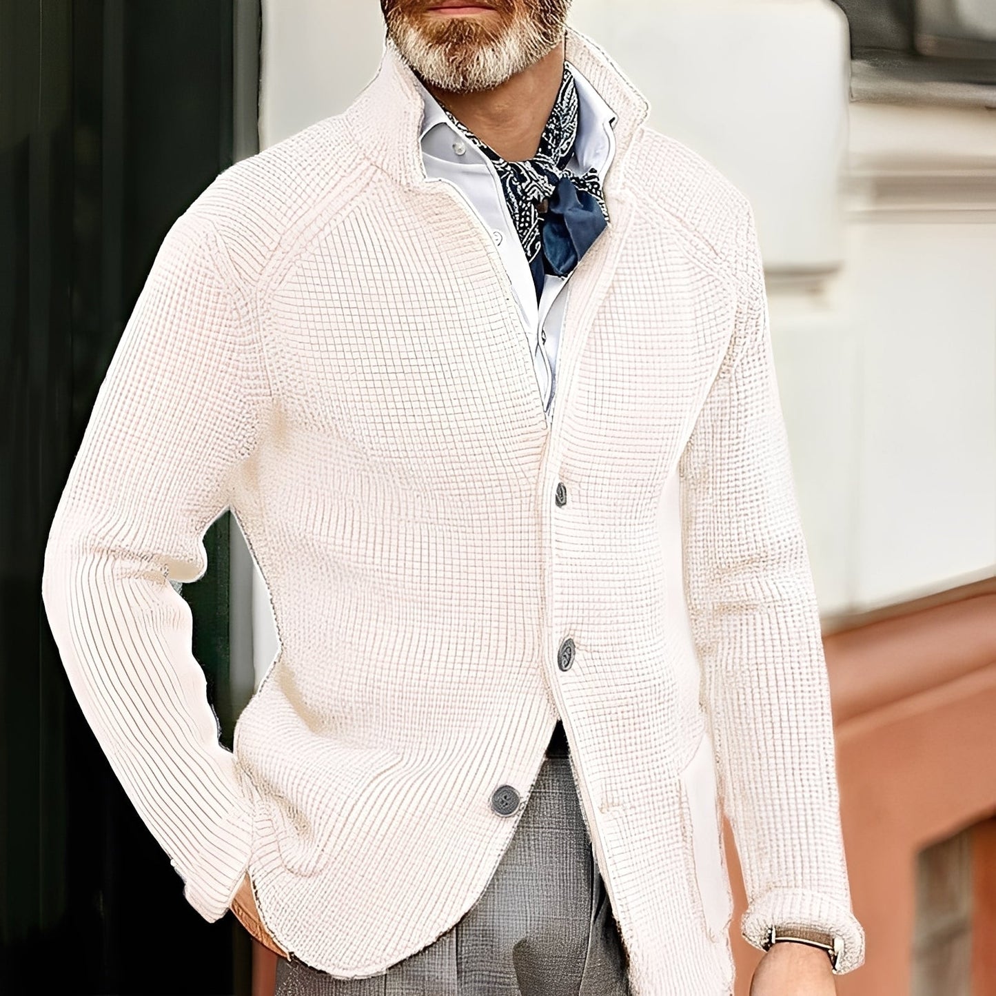 Stylischer Herren Cardigan mit Stehkragen