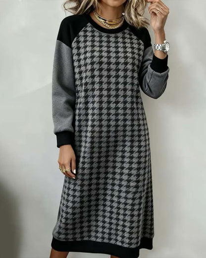 Kleid Runder Ausschnitt A-Linie Farbenfroh