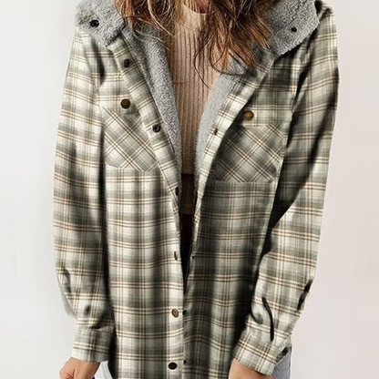 Karierte Herbstjacke Lässig Kapuzen
