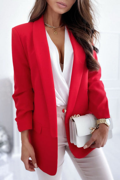 Damen Blazer Wickelkragen Elegant
