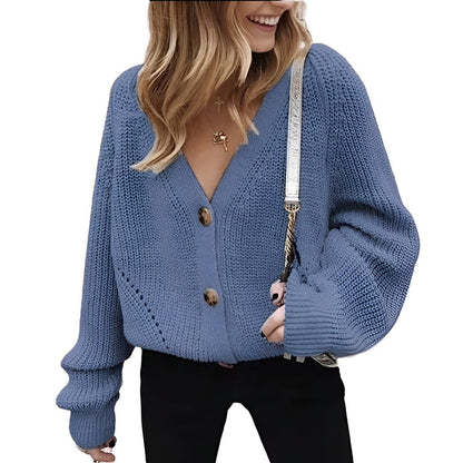 Elegante Strickjacke mit Puffärmeln Damen