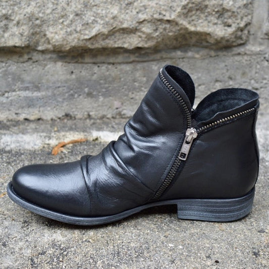 Lederstiefel Damen Hoch Reißverschluss - IdealeKleiden