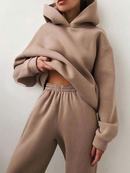 Modischer Zweiteiler Kapuzenpullover Lässig Chic