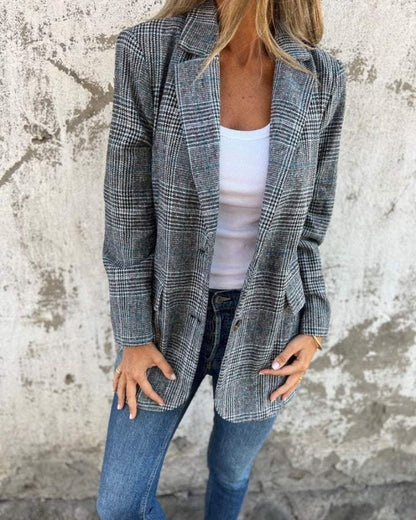 Eleganter Karierter Blazer Damen