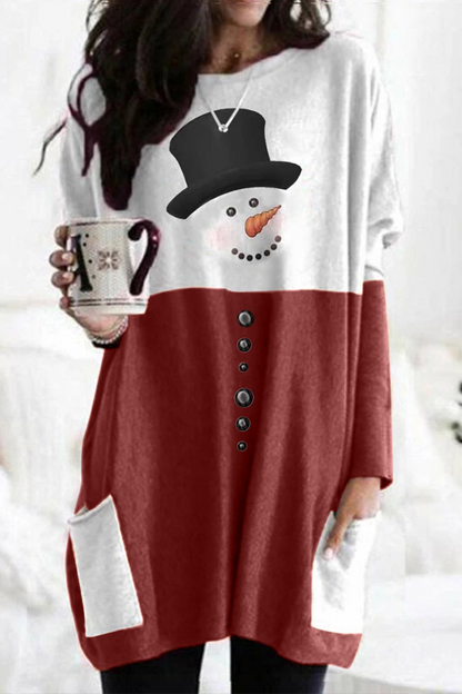 Weihnachtskleid Patchwork Druck Frauen Party