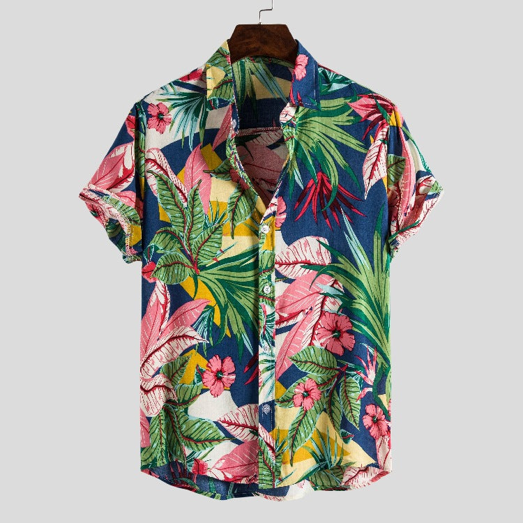 Herren Hemd Sommerlich Blumenmuster - IdealeKleiden