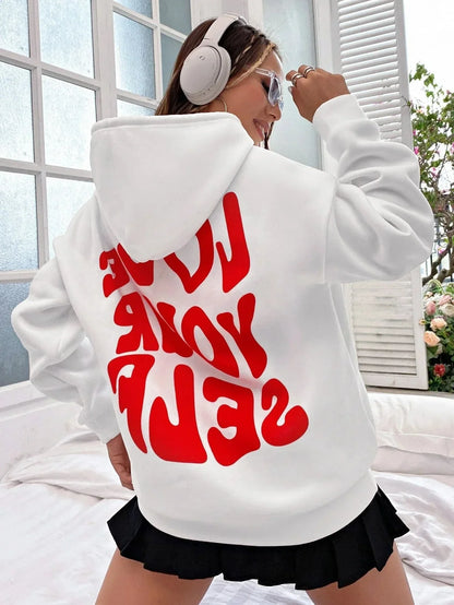Damen Oversize Hoodie mit Selbstliebe Aufdruck