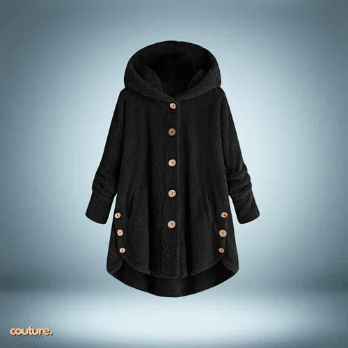 Kuschelige Teddyjacke Mit Knöpfen Und Kapuze