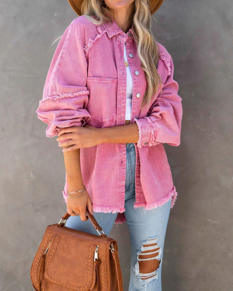 Trendige Denim-Jacke Patchwork Style