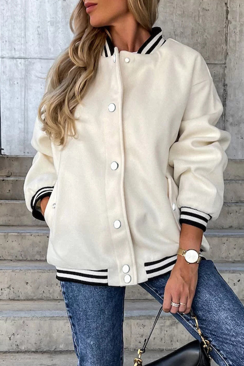Moderne Streetwear Jacke Farbblock Kontrast - IdealeKleiden