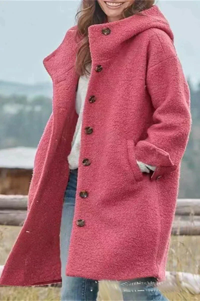 Damen Übergangsjacke Kapuze Knopf Modern