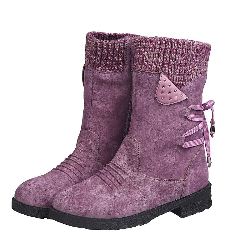 Wasserdichte Stiefel Damen Mid Calf Reißverschluss
