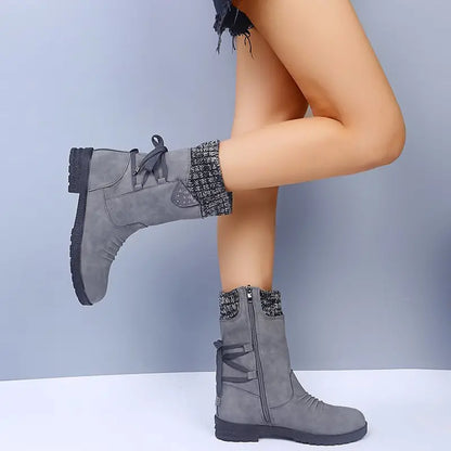 Wasserdichte Stiefel Damen Mid Calf Reißverschluss - IdealeKleiden