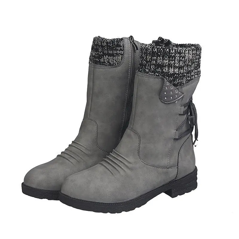 Wasserdichte Stiefel Damen Mid Calf Reißverschluss