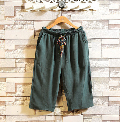 Herren Leinenhose Bequem Elastisch Freizeit