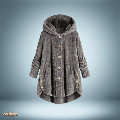 Kuschelige Teddyjacke Mit Knöpfen Und Kapuze