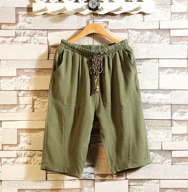 Herren Leinenhose Bequem Elastisch Freizeit