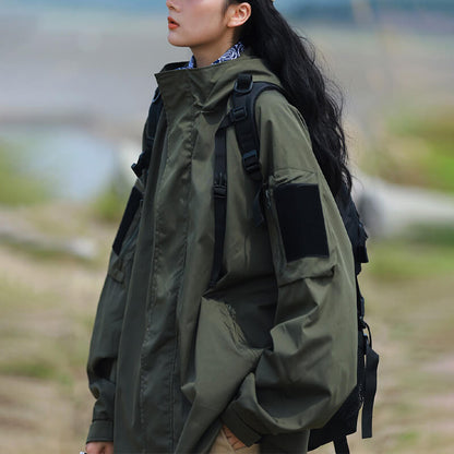 Wasserdichte Outdoorjacke Winddicht Schwarz