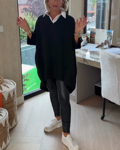Frauenkleid V-Ausschnitt Asymmetrisch Chic