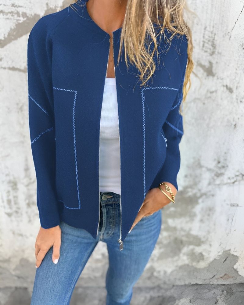 Frauen Bomberjacke Sportlich Zip-Up