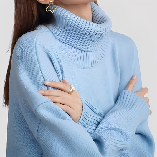 Übergroßer Damen Rollkragen Pullover Bequem - IdealeKleiden