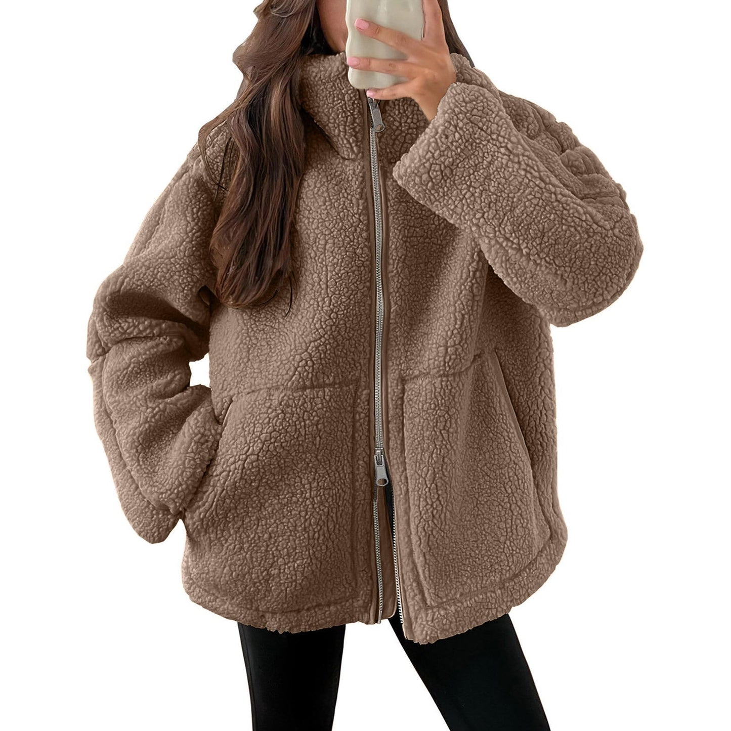 Weiche Frauenjacke Teddy Look Wolle