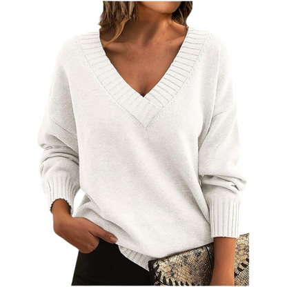 Stylisher V-Ausschnitt Pullover Frauen