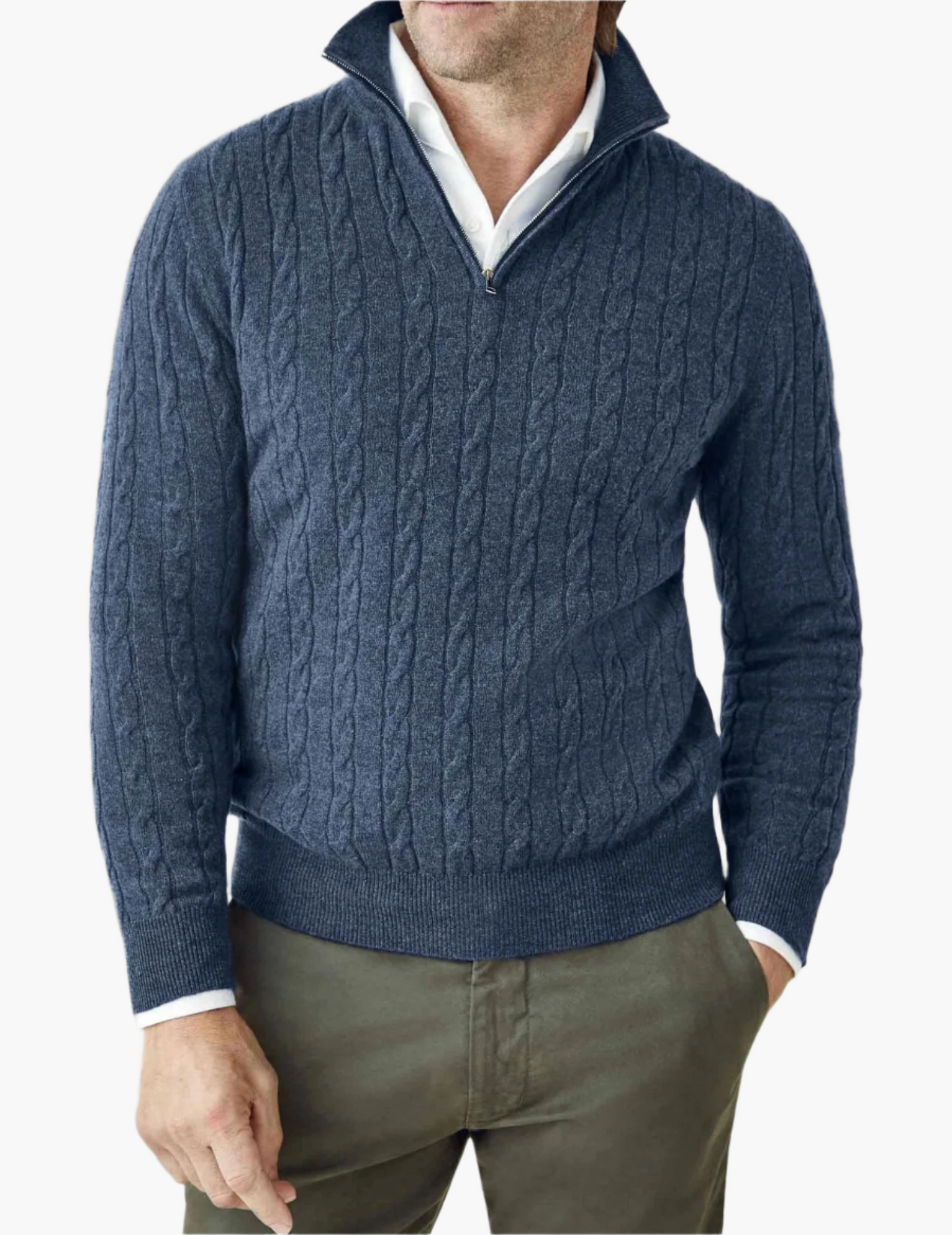 Stylischer Zopfstrick Pullover Reißverschluss
