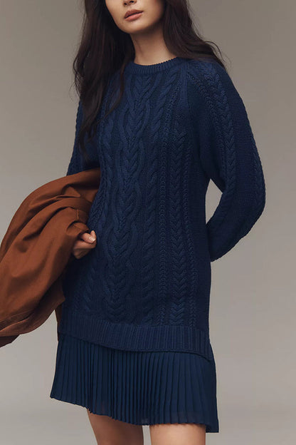 Elegantes Strickkleid mit Plissierter Rüschenrokke