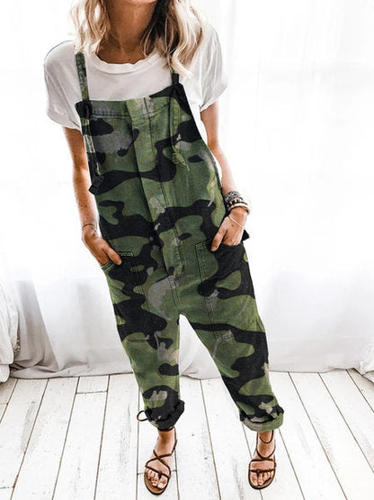 Damen Bequeme Camo Latzhose Trendy Mode