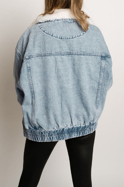 Stylische Denimjacke Langarm Patchwork Design - IdealeKleiden