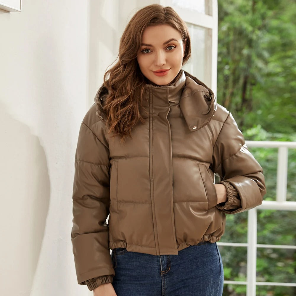 Modische Steppjacke Damen Kapuze