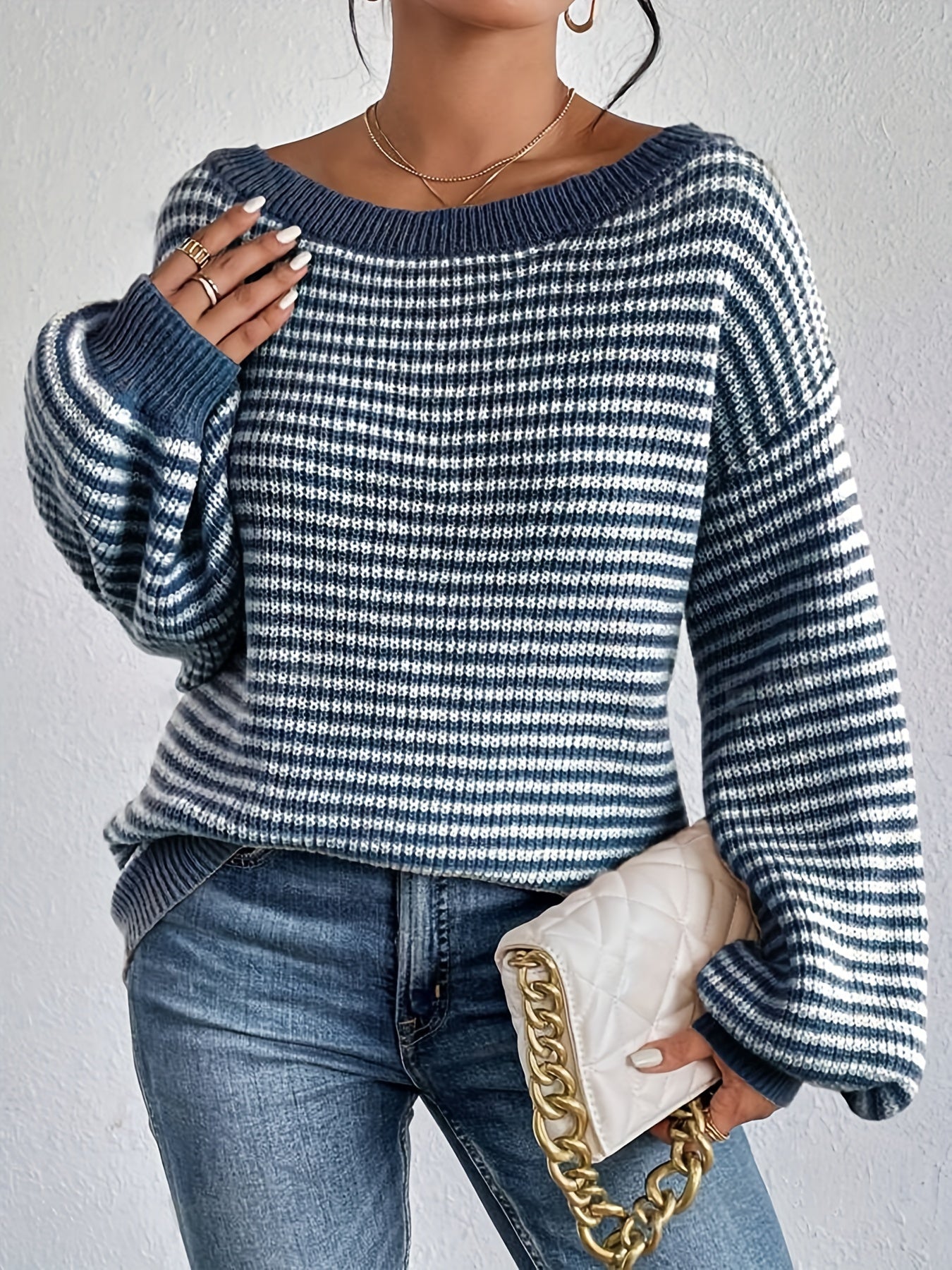 Strahlend Pullover Streifen Design Soft Komfort