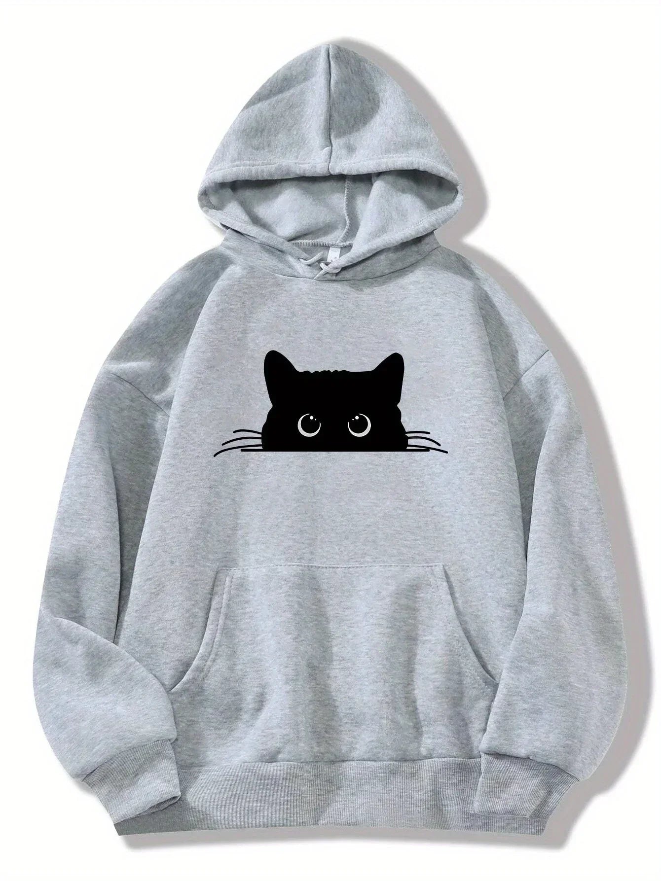 Kuschel-Hoodie Katzen-Motiv Kapuze