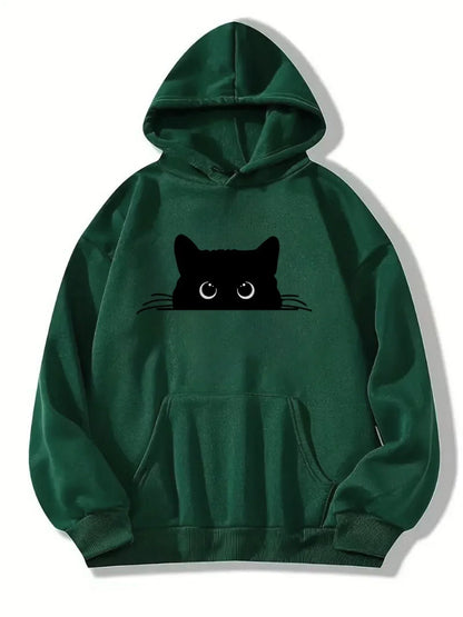 Kuschel-Hoodie Katzen-Motiv Kapuze