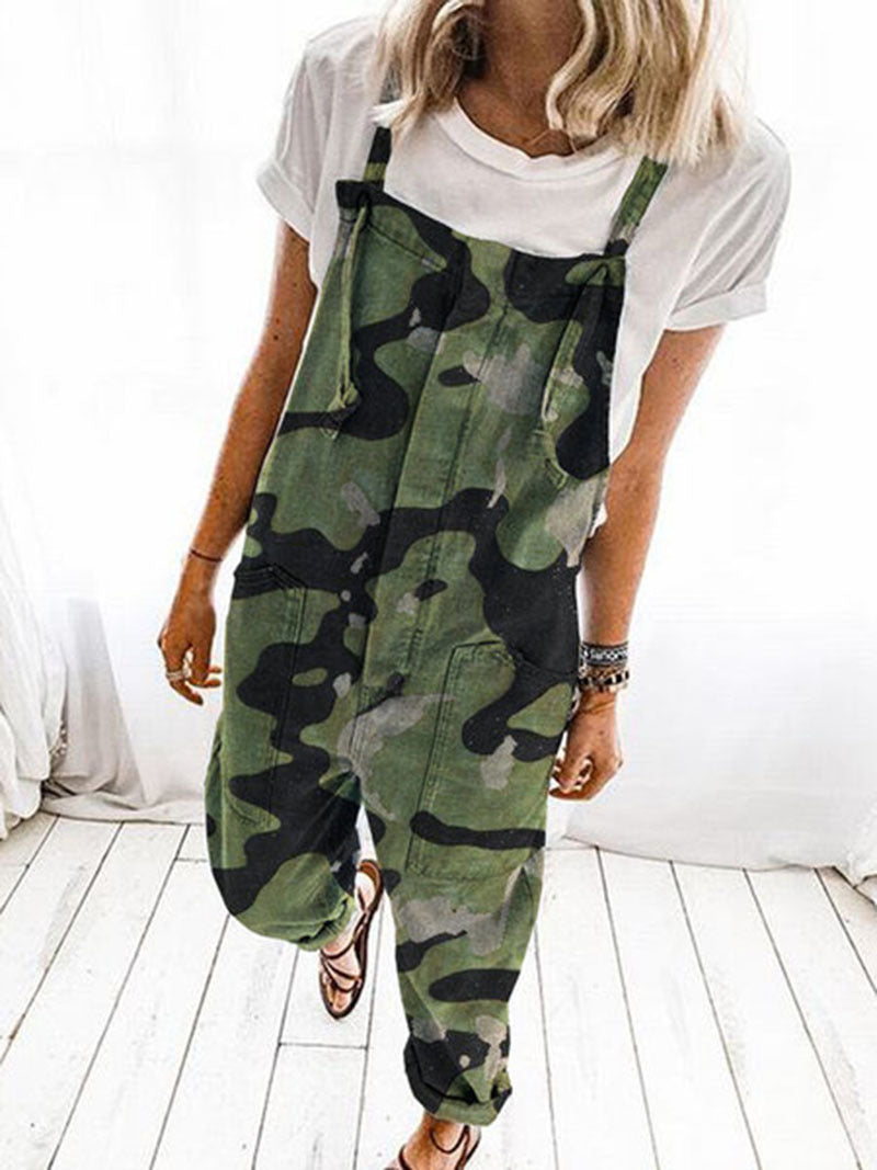 Damen Bequeme Camo Latzhose Trendy Mode - IdealeKleiden