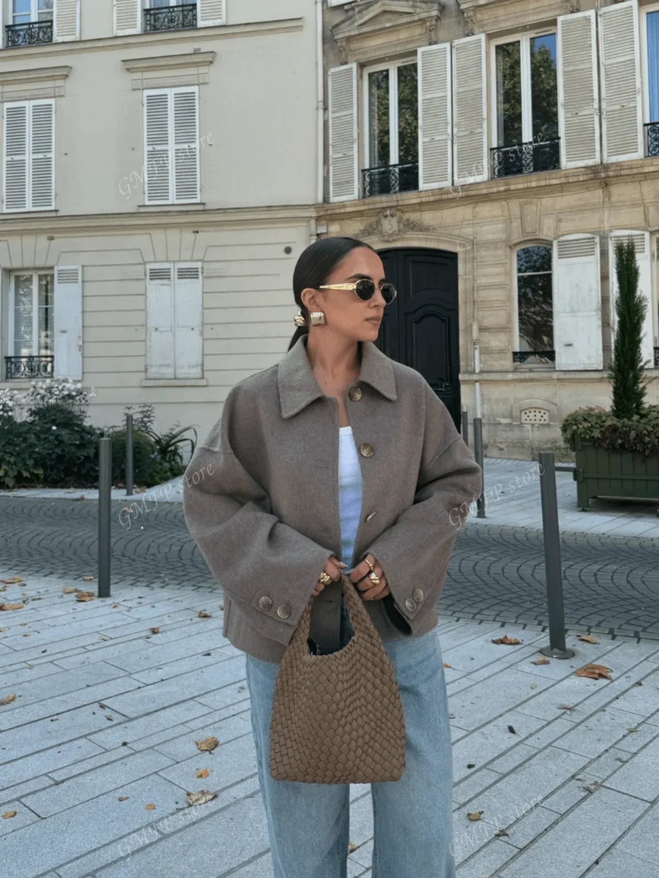 Klassische Damen Wolljacke Knopfleiste Chic - IdealeKleiden