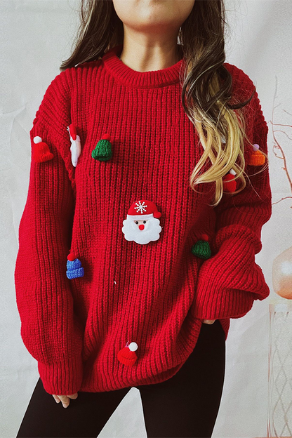 Weihnachtspullover Lässig Rundhalsbaum Mütze Baum Design