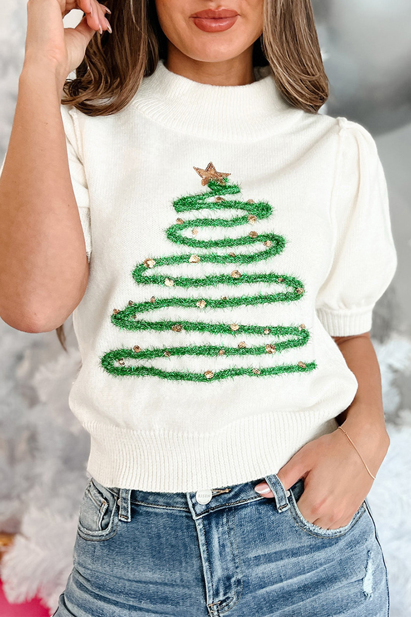 Weihnachtspullover Frauen Coole Pailletten Design