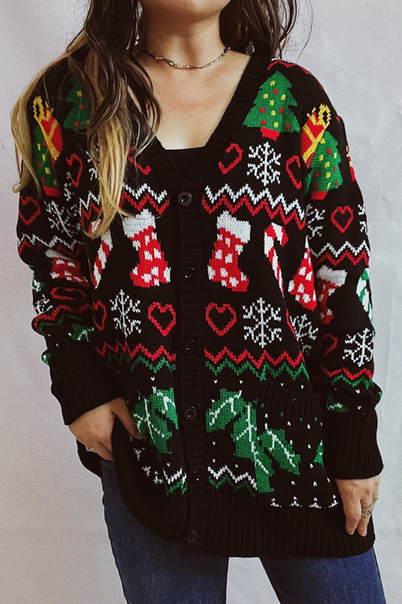 Weihnachtskleid Frauen Casual Schneeflocken Muster