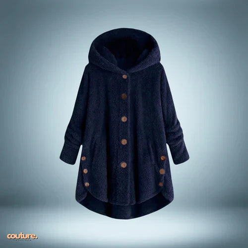 Kuschelige Teddyjacke Mit Knöpfen Und Kapuze