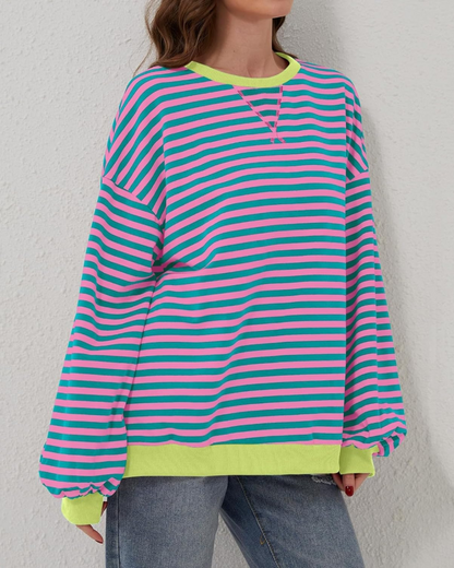 Große Größen Sweatshirt Streifen Langarm - IdealeKleiden