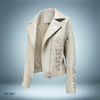 Lederjacke Biker Stil Zöpfe - IdealeKleiden