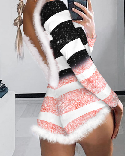 Weihnachts-Body:Sexy Floral-Jumpsuit Shorts