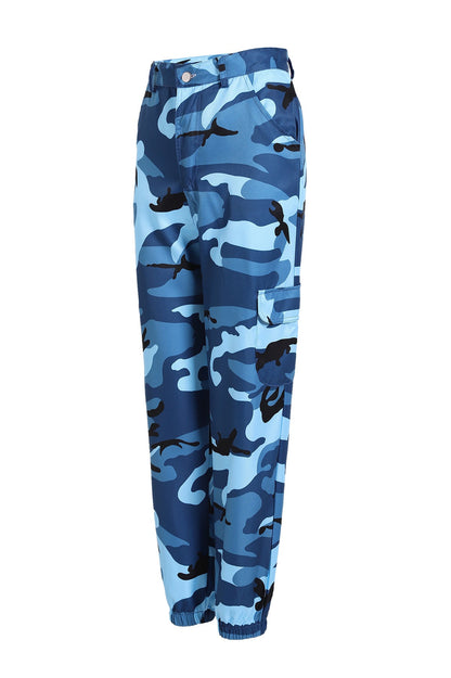 Damen Cargohose Camo-Style Elastischer Bund Praktisch