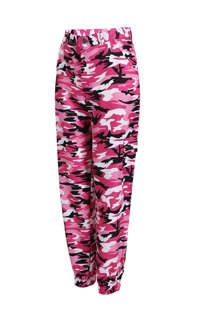 Damen Cargohose Camo-Style Elastischer Bund Praktisch